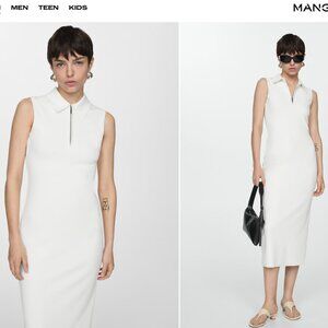 Mango White Zipper neck dress, size 2